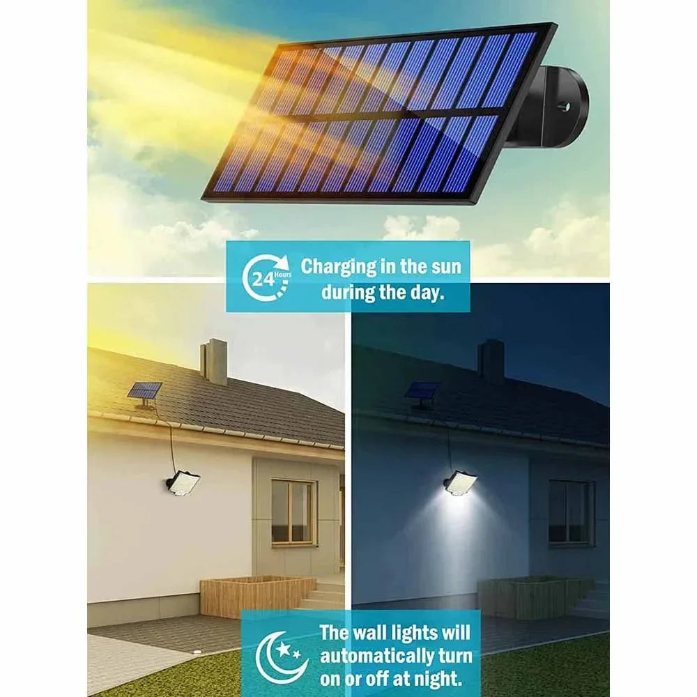 lampe solaire murale moderne capteur mouvement télécommande ip65 étanche led noir bleu blanc