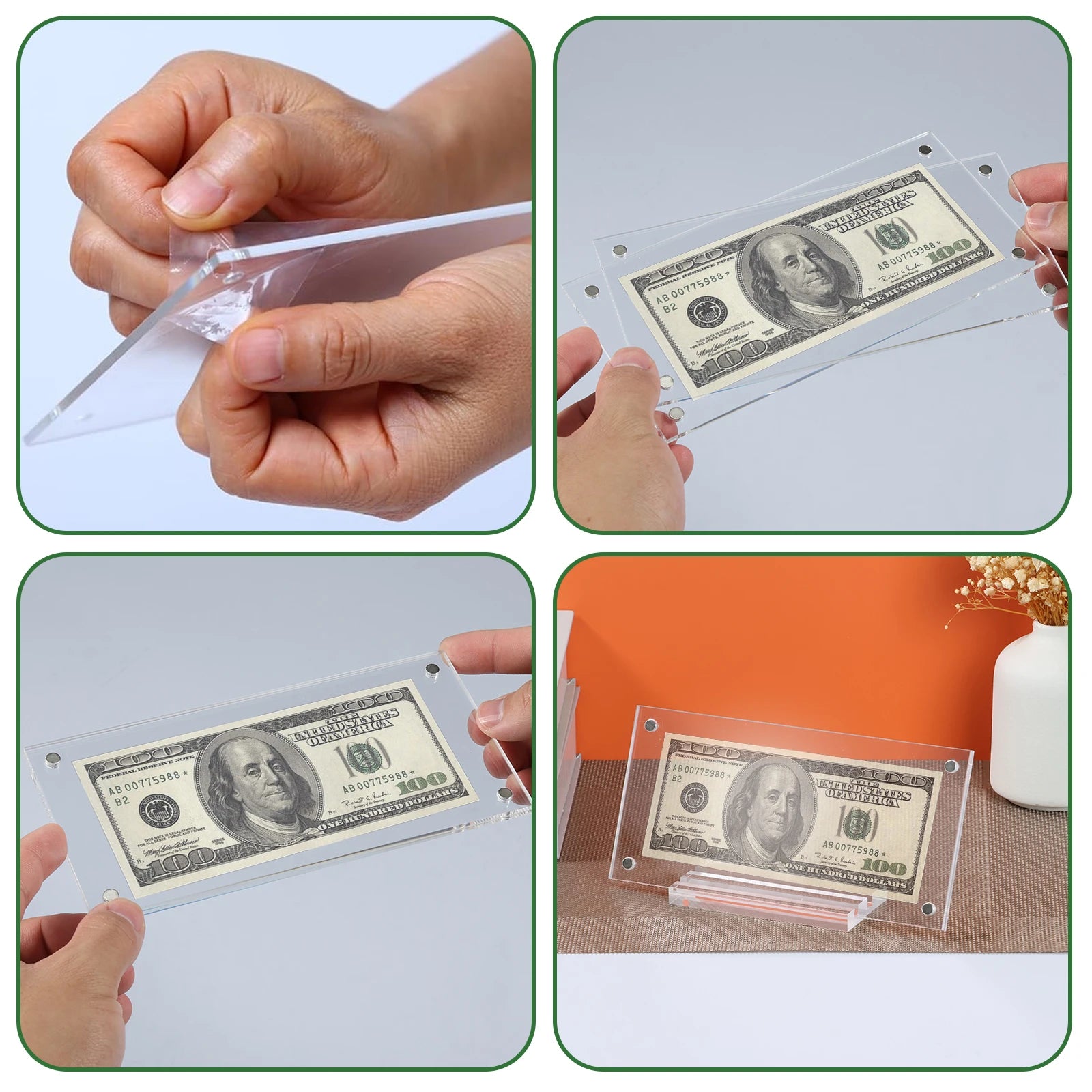 Présentoir à billets en acrylique