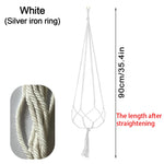 sacs fleurs suspendus macramé boho noir blanc anneaux métalliques rustique