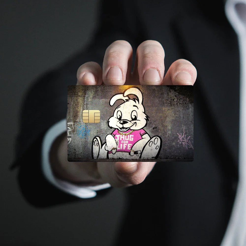 sticker pop art fille ballon cœur fond grunge carte bancaire waterproo réutilisable