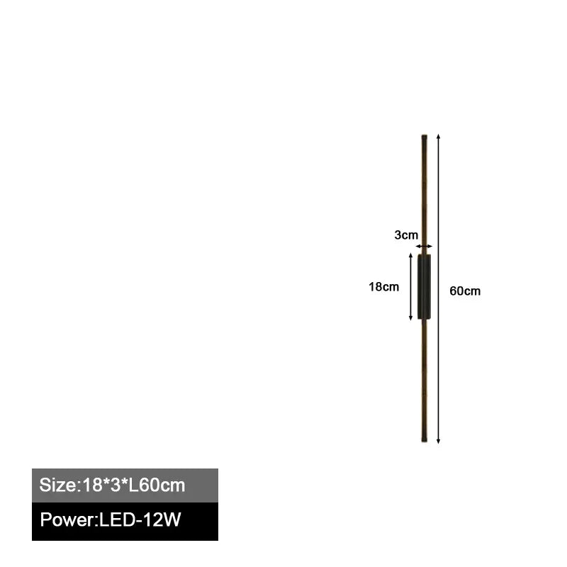 lampes murales led modernes minimaliste noir blanc chaud 60cm 80cm 100cm chambre cuisine salle