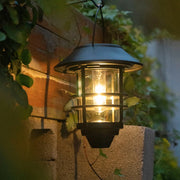 lanterne solaire extérieure murale industrielle verre transparent ampoule filament noir