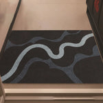 tapis d'entrée moderne rayures vert foncé marron gris antidérapant resistant taches