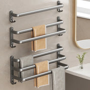 Porte-serviettes de salle de bain sans perçage 3 étages mural auto-adhésif avec crochet gris ou blanc