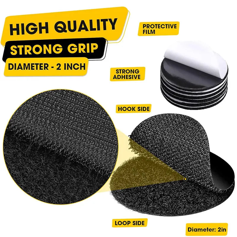 autocollants adhésifs anti dérapants velcro blanc noir fixations auto agrippantes utilitaires 10paires 20paires 30paires