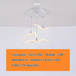 suspension lumineuse moderne oiseaux blancs clips facile led chambre salon