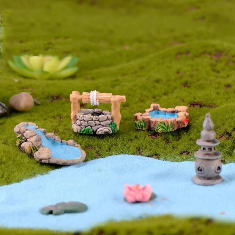 ornements paysage miniature résine lighthouse well bassin pont plante fleur artificielle rustique naturel jardin