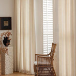 rideau moderne minimaliste polyester beige clair anneaux opacité maison W120cmxH250cm W150cmxH250cm
