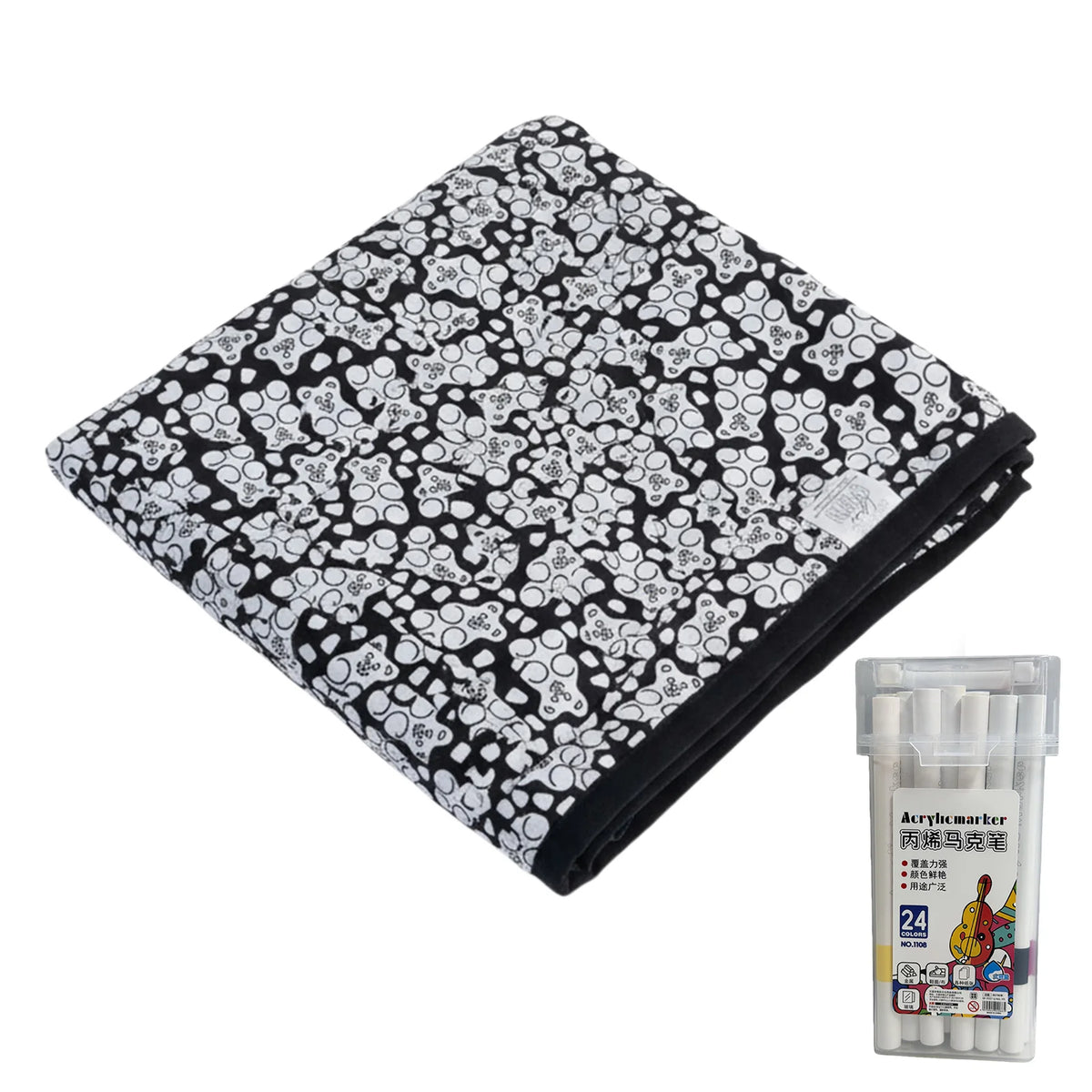 couverture colorier motif animal géométrique moderne 24 marqueurs acryliques 150x125cm