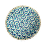 assiettes rotin naturel bleu vert marron motif géométrique tressé taille 15cm 25cm 35cm traditionnel