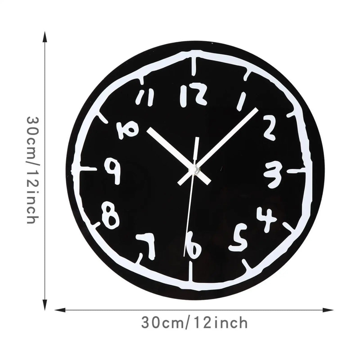 horloge murale moderne noire blanche dessin trait minimaliste chambre salon decoration art muet