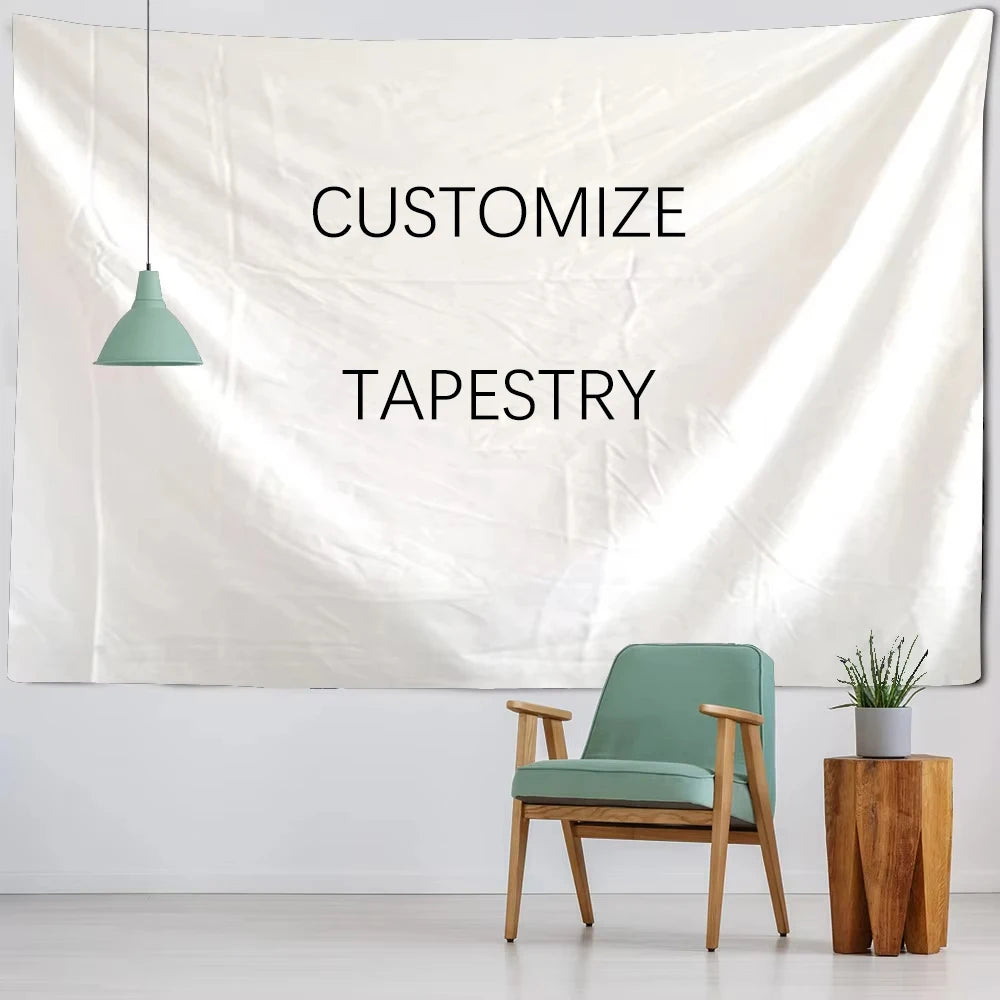 tapisserie personnalisée impression photo moderne blanc tissu polyestère taille 120x180cm 150x200cm 60x90cm decoration mur