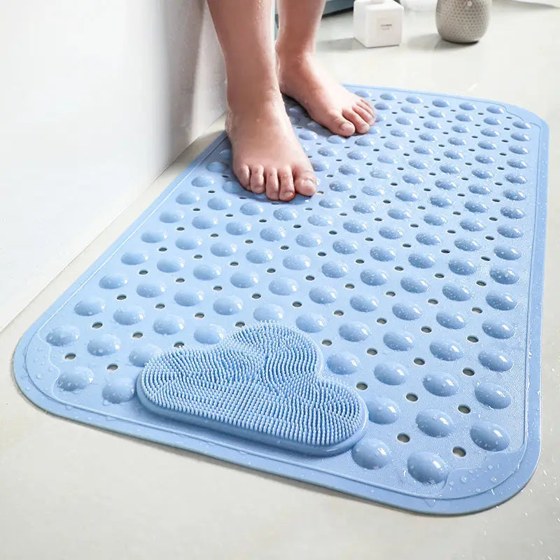 tapis bain moderne bleu clair perforations nuages relief anti dérapage salle bain suction cups