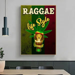 affiche graphique pop art crânes cannabis lettrage noir vert opaque sans cadre