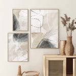 tableau abstrait motif beige gris toile coton texturée sans cadre moderne chambre salon decoration