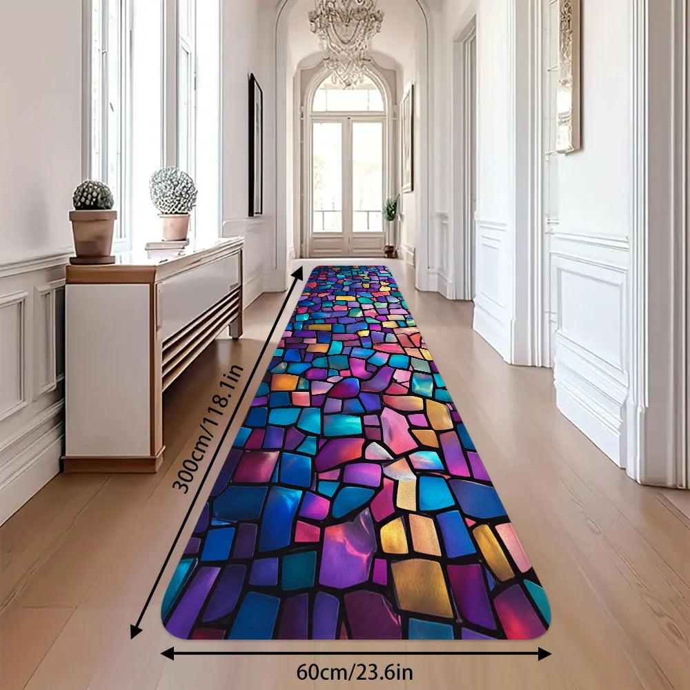 tapis multicolore géométrique moderne antidérapant polyester maison cuisine couloir salon