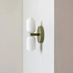 applique murale moderne deux têtes éclairage blanc vert olive rond minimaliste fixée mur 23cm