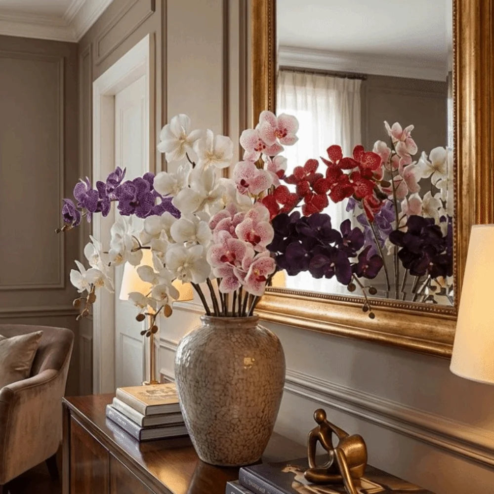 fleurs artificielles orchidées violettes blanches modernes décoration intérieure maison mariage anniversaire