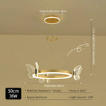 suspension lumineuse moderne fleurs papillons or blanc led 2000lm 10ampoules