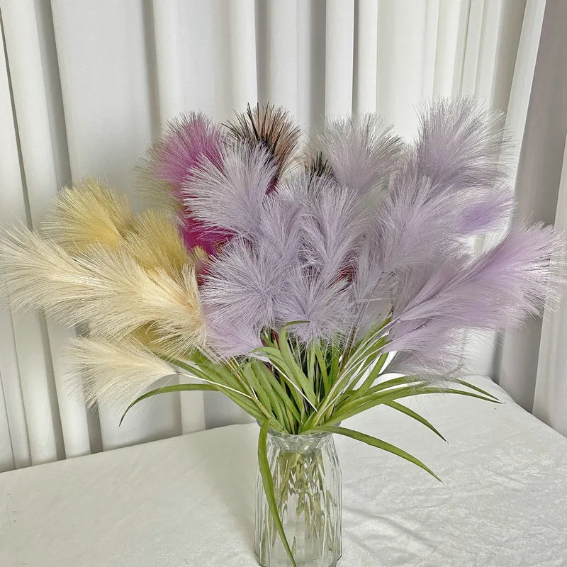 Décoration intérieure plumes artificielles feuilles vertes naturelles blanc rose violet vert beige noir