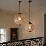 Suspension transparente dorée classique chaînes lumière blanche chaude neutre 4500K 3000K chambre salon