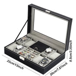 boîte rangement cuir noir montres bijoux élégante boutons fermeture moderne