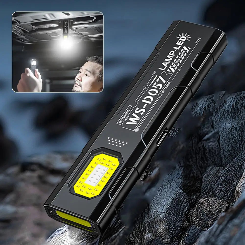 lampe poche led rechargeable noire jaune clip aimant camping travailurgence