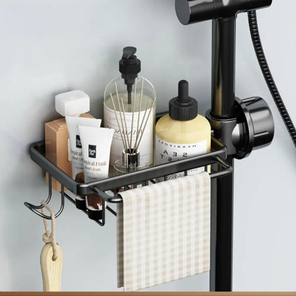 porte savon moderne porte accessoires cuisine noir finition lisse fixations brosse gant serviette