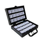 boîte rangement bijoux noir velours pratique poignée 24 compartiments portables cadeaux hommes