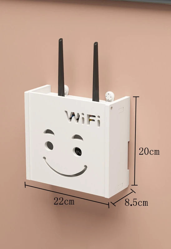 cache réseau souriant wifi moderne boite rangement blanc deco murale fixe