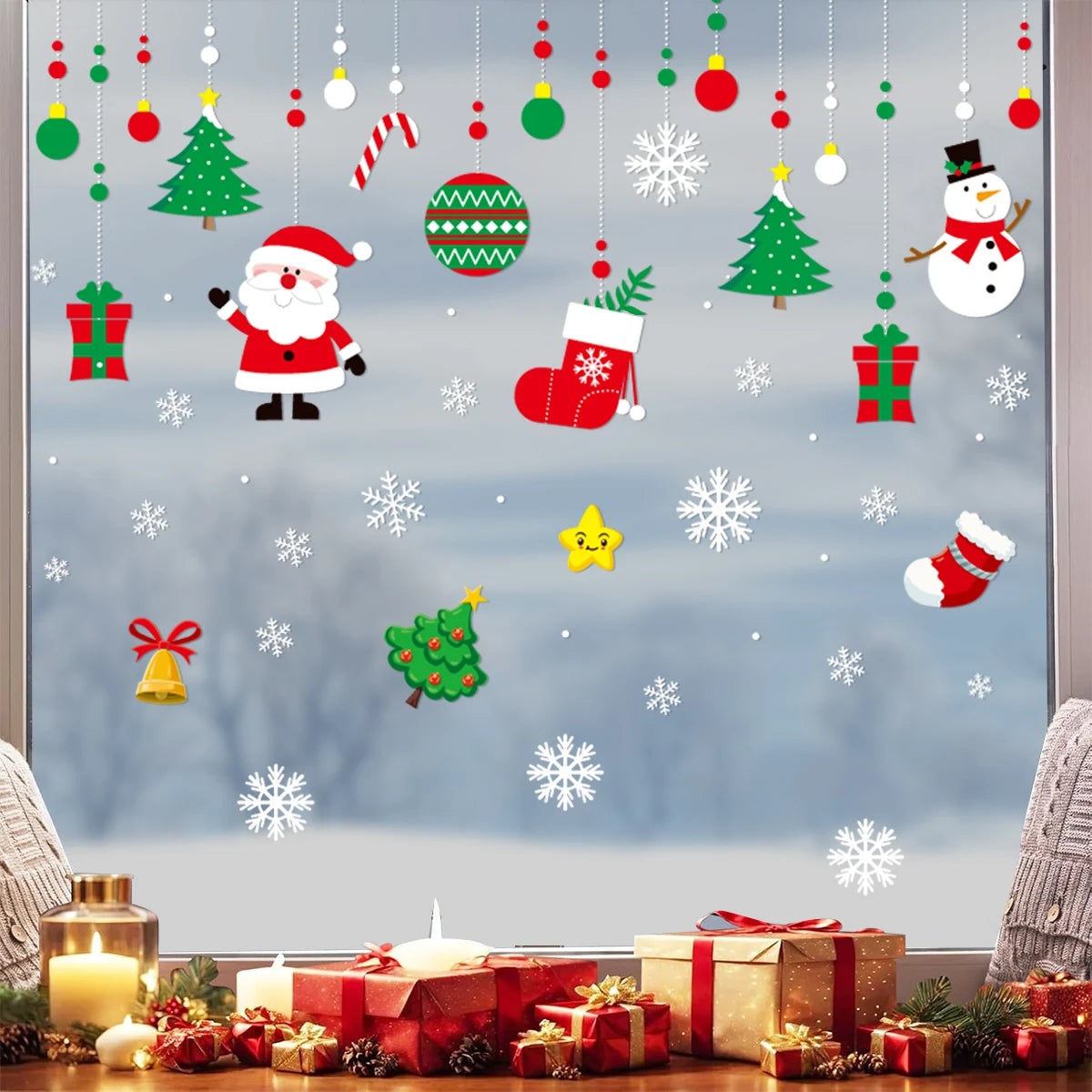 Détail autocollants Noël noir motifs festifs
