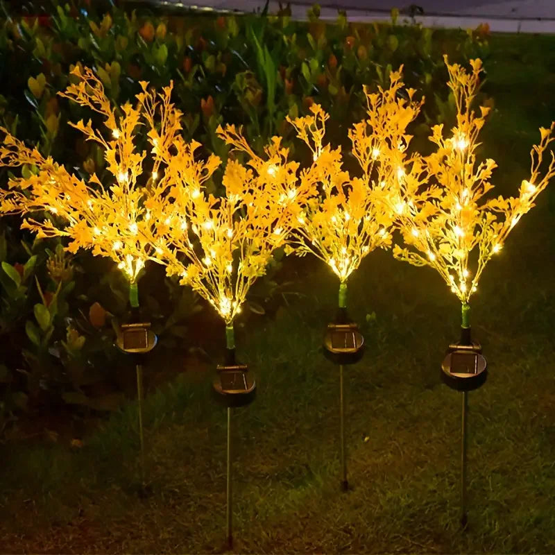 éclairage extérieur solaire plante lumineuse fleurs jaune moderne jardin autoinstallation led
