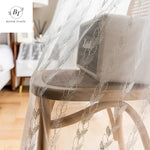 rideau blanc transparent tulle brodé feuilles classique fenêtre salon chambre maison