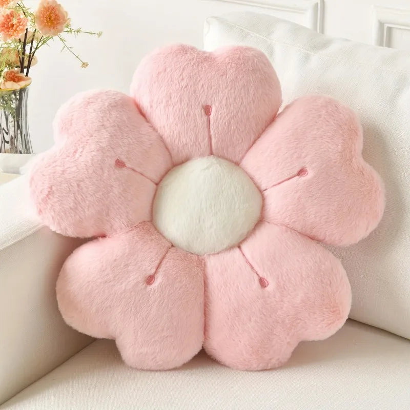 coussin fleur peluche rose clair blanc bleu orange gris moderne doux mousse pu polyester