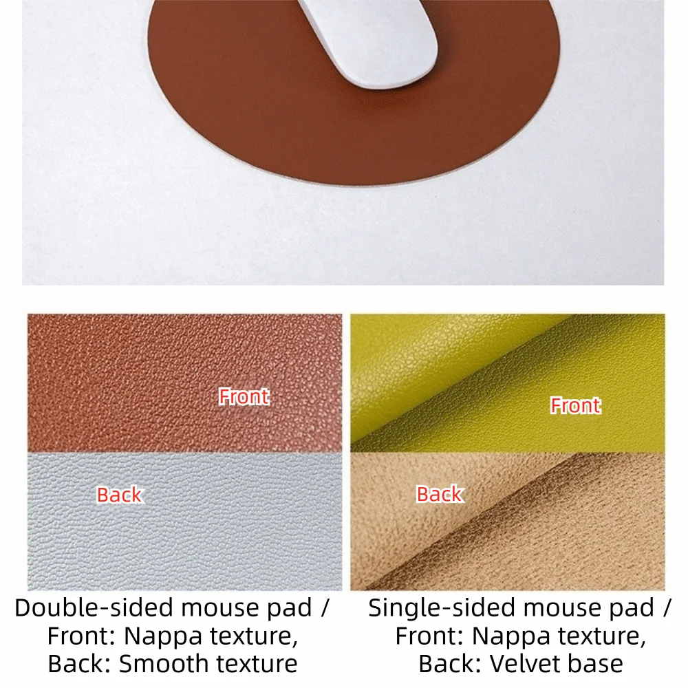 tapis souris cuir double face nappa marron noir gris rose vert rouge classique imperméable