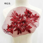 applique textile fleurs brodées strass violet rose noir 30x21cm coudre écolomanuelfait