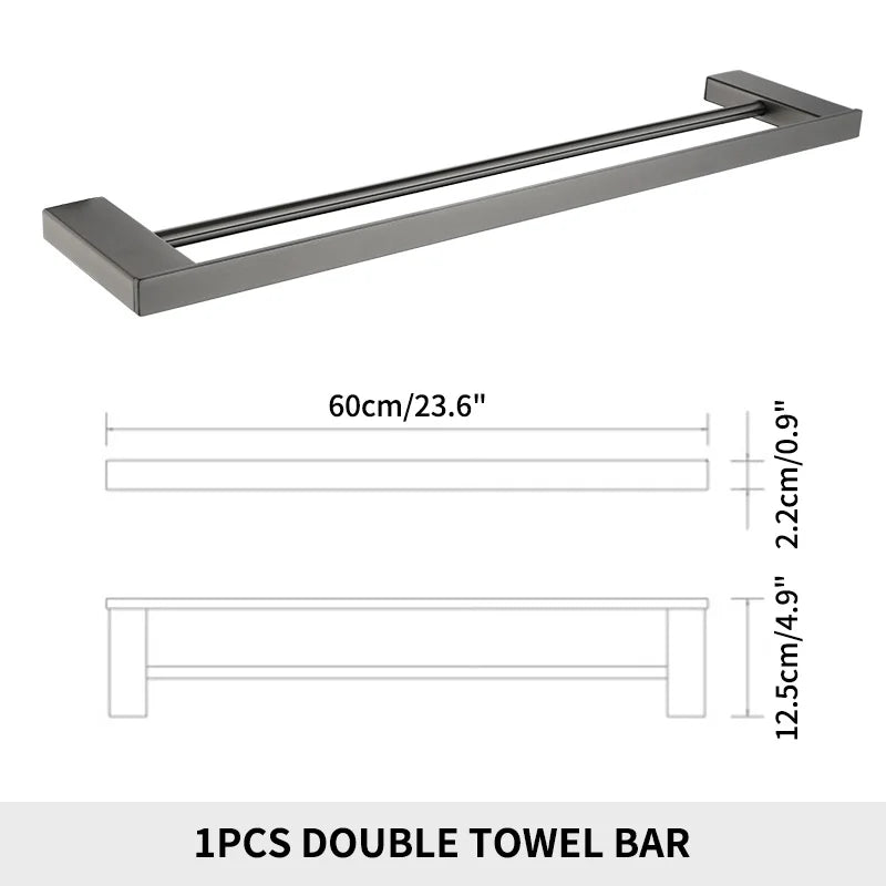 porte serviettes mural double acier inoxydable noir argenté doré moderne électroplaqué fixations serviettes