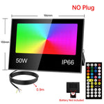projecteur led rgb ip66 étanche extérieur télécommande réglage luminosité noir moderne