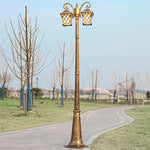 lampadaire classique or noir deux têtes éclairage extérieur ip55 led