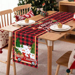 changement saison décoration noël chemin table flocons neige santa clause forêt cerfs motifs géométriques