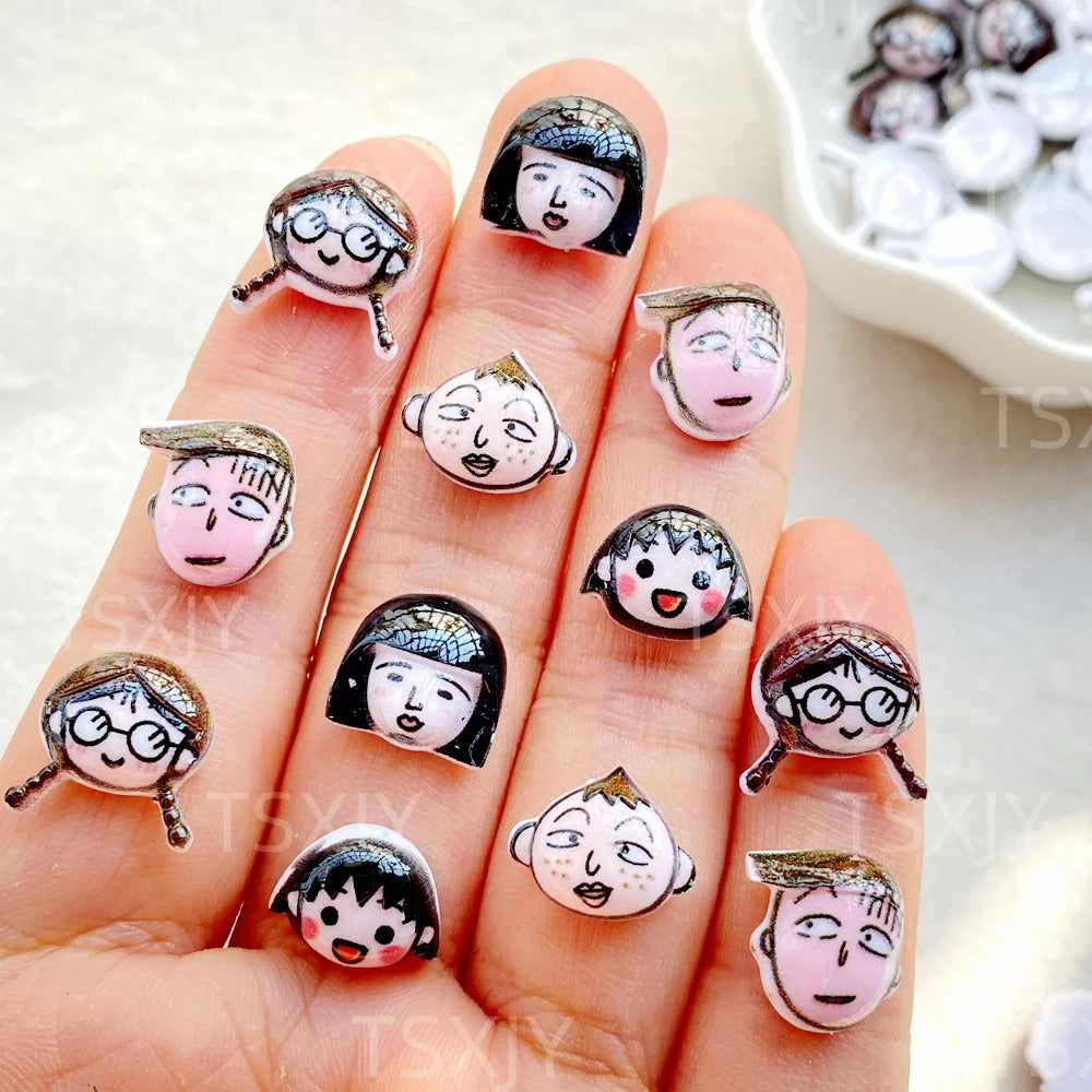 autocollants ongles dessins animés visages expressions cartoon blanc noir rose gris doré adhésif nail