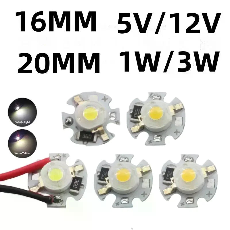 ampoules led 1w 3w 5v 12v blanc chaud circulaires modernes 16mm 20mm