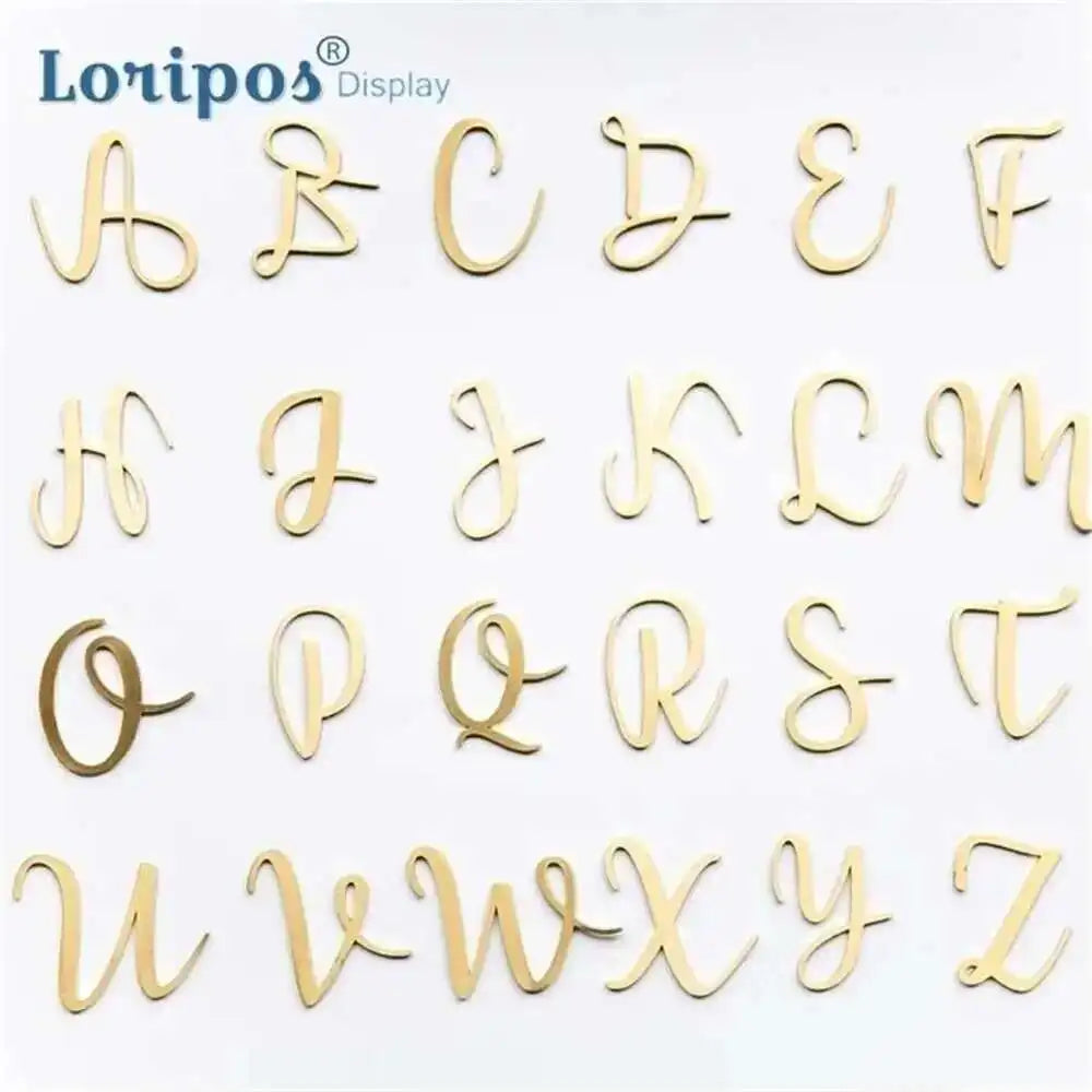 lettres alphabet bois doré classique cursive décoration murale nom porte maison