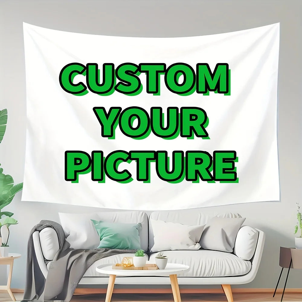 tapisserie murale moderne personnalisable blanc vert rose lettres relief CUSTOM YOUR PICTURE