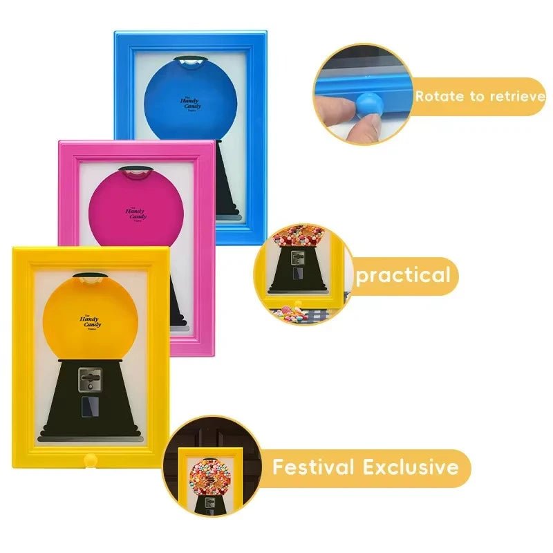 cadre photo gumball machine bonbons mms oursons decoratif ludique retro transparent plastique lisse