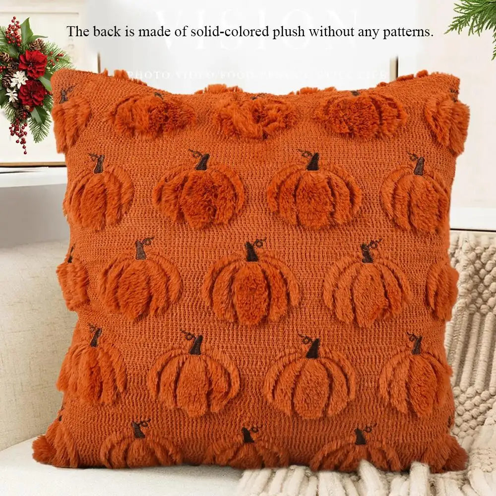 coussin halloween blanc orange citrouilles fantômes doux épais décoration festive