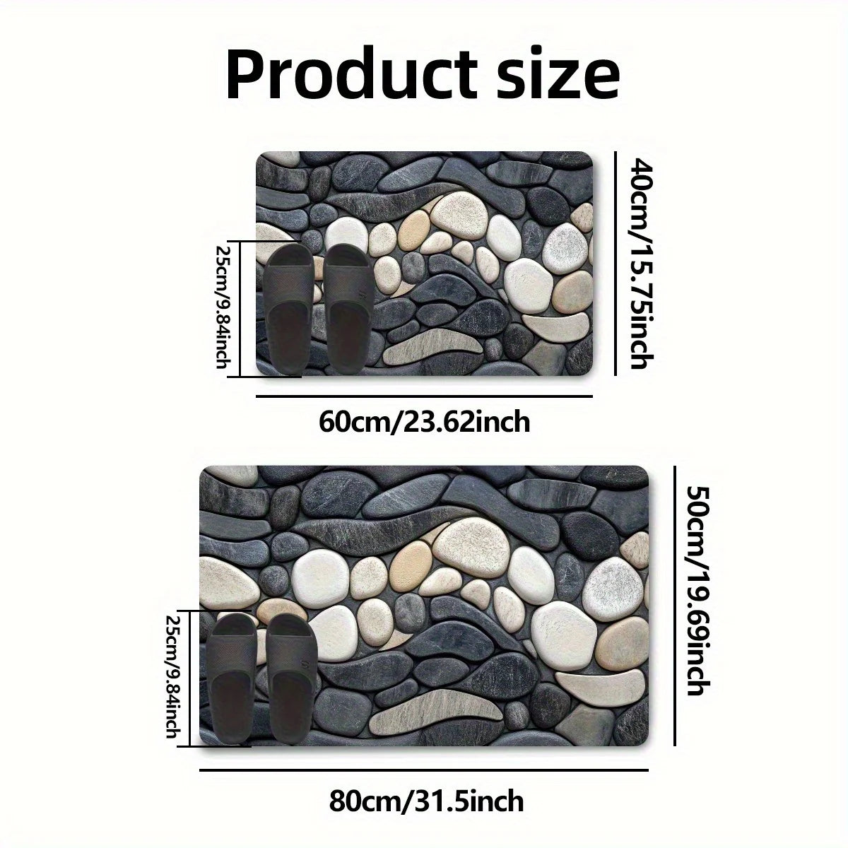 tapis salle bain galets animaux gris moderne antidérapant machine lavable adhésif blanc