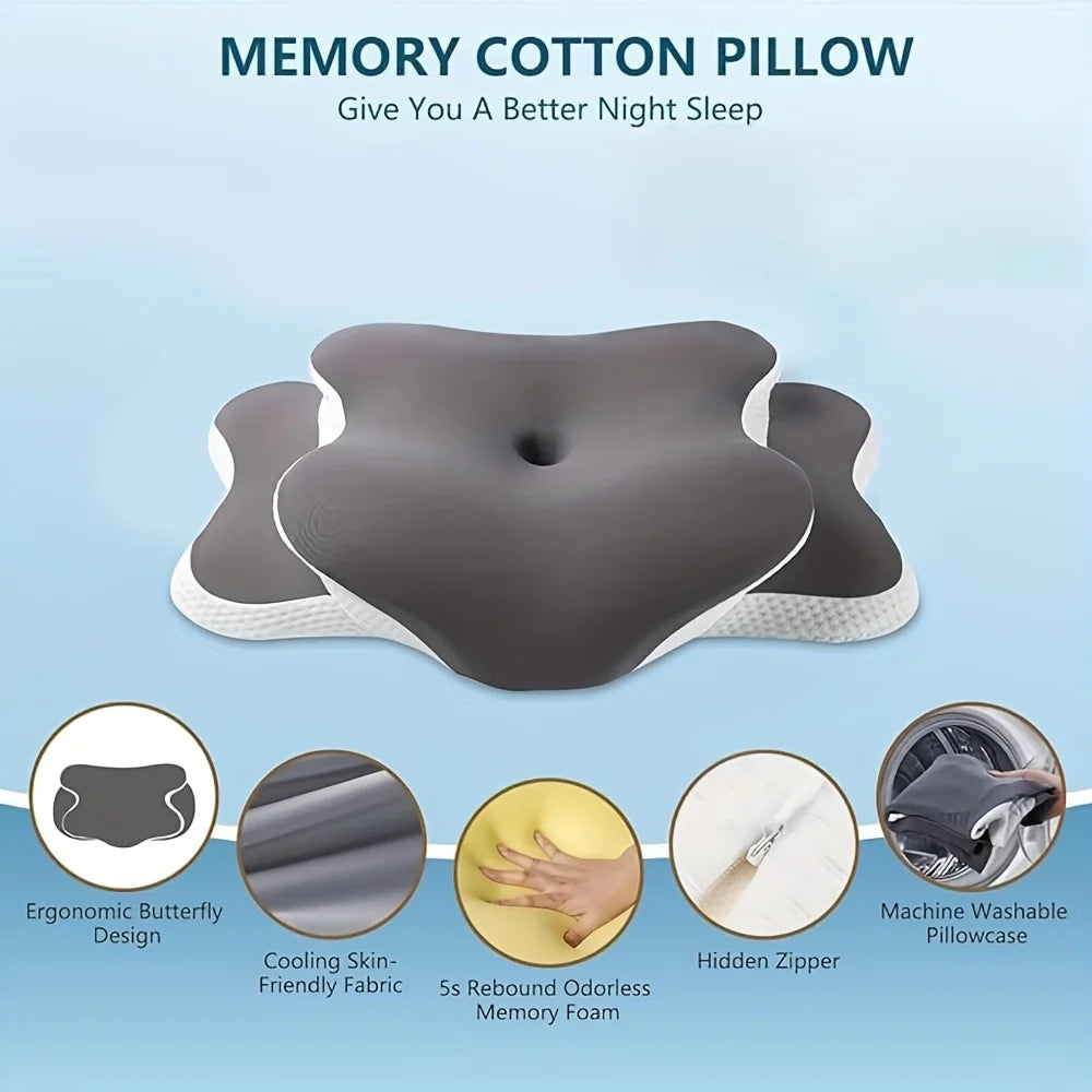 coussin mémoire forme couverture tête lit polyester coton gris doux contour ergo