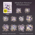 sticker fleur vintage blanc bleu floral manuel papier opacité 145 95mm