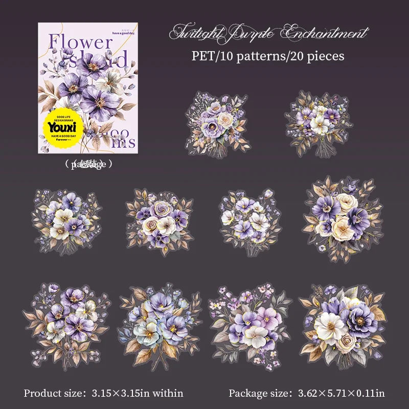 sticker fleur vintage blanc bleu floral manuel papier opacité 145 95mm